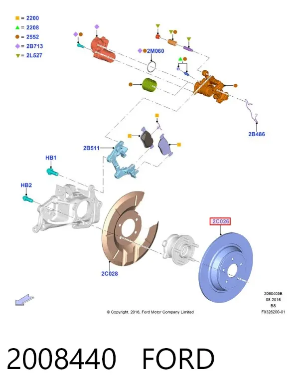 Disco de freno trasero 2008440 Ford