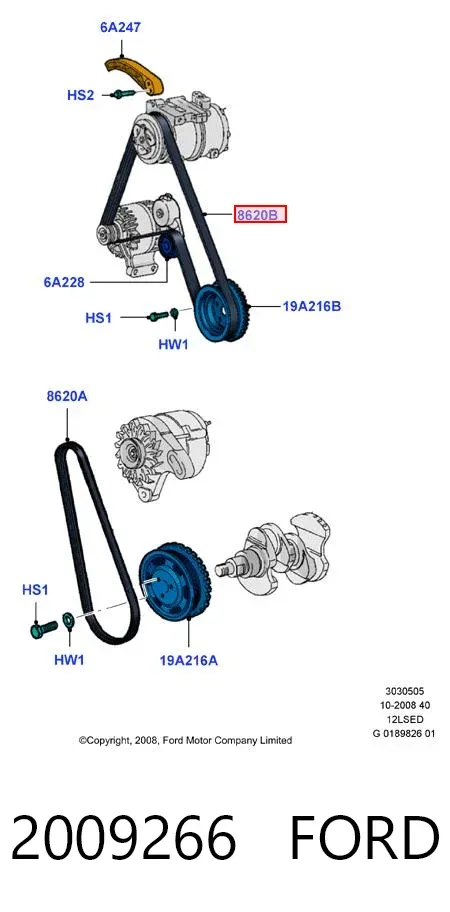 Correa de alternador 2009266 Ford