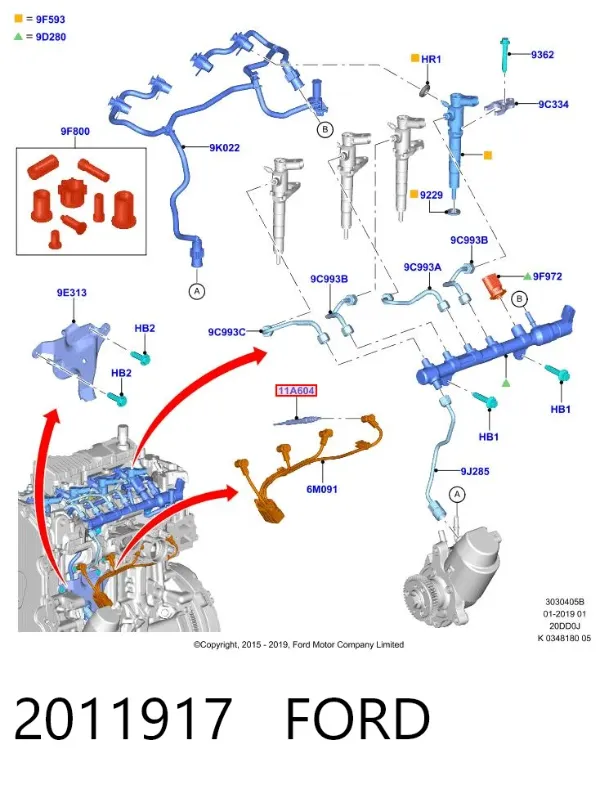 Bujía de precalentamiento 2011917 Ford