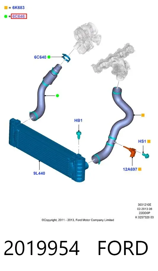 Tubo intercooler 2019954 Ford