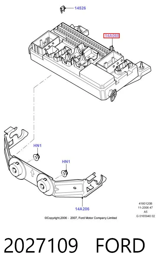 Caja de fusibles 2027109 Ford
