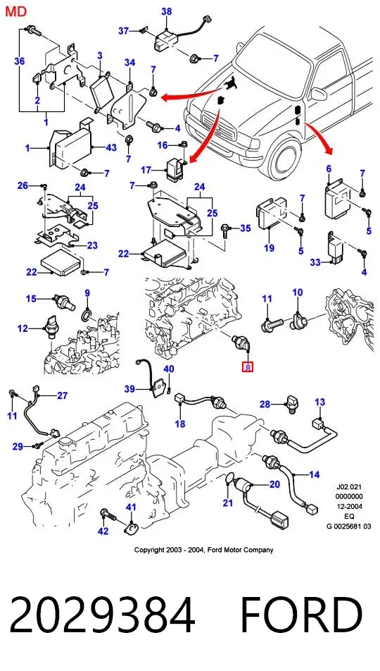 Sensor de presión de aceite 2029384 Ford