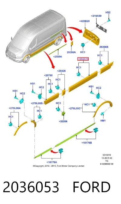 Moldura de puerta corredera FORD 2036053