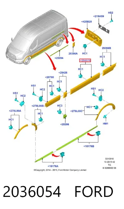 Moldura de puerta corredera FORD 2036054
