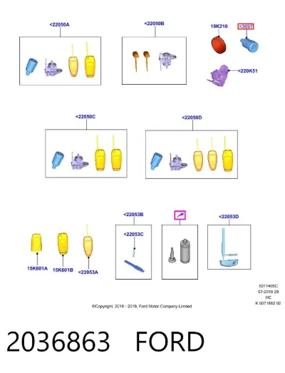 Cilindro de la cerradura de encendido FORD 2036863