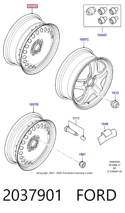 Rin de acero estampado FORD 2037901