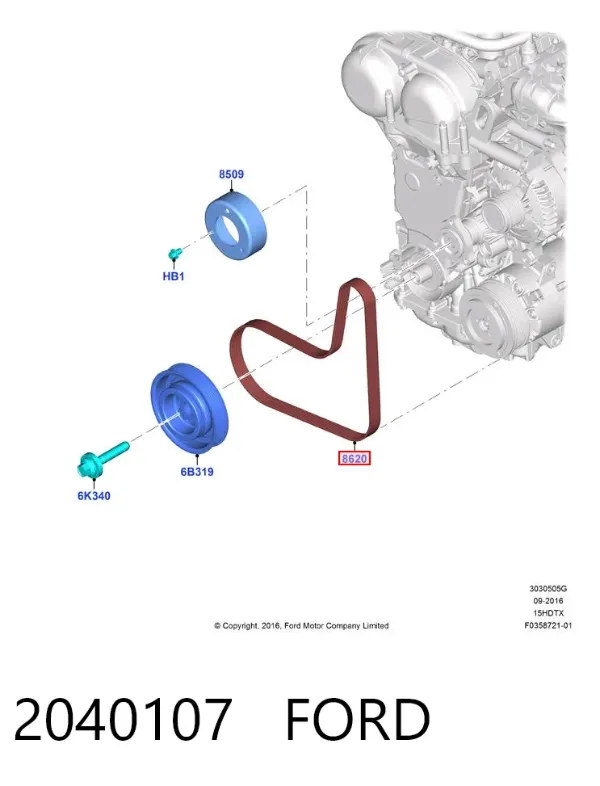 Correa de alternador 2040107 Ford