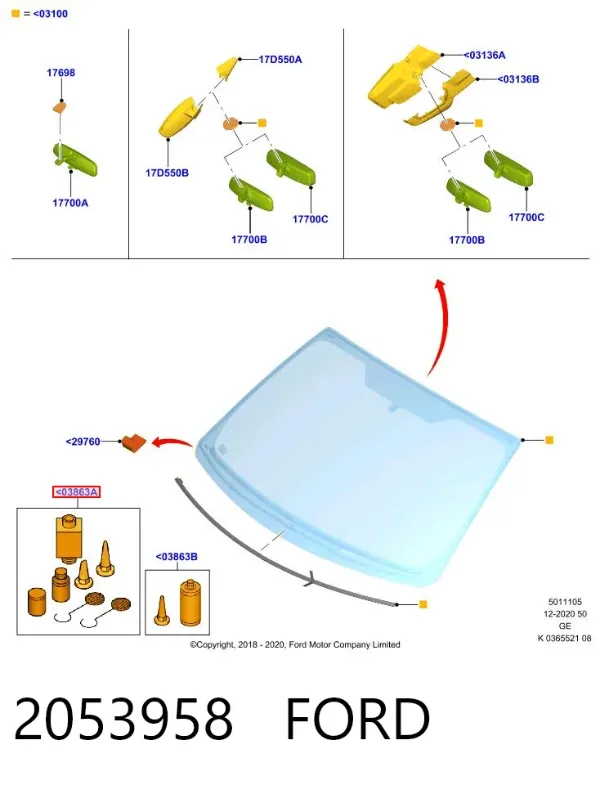 Sellador adhesivo para cristales 2053958 Ford