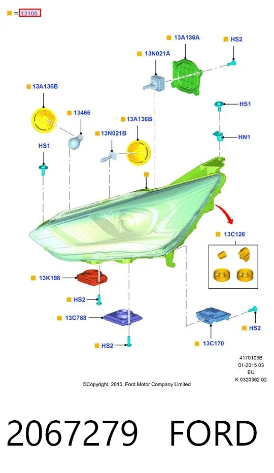 Faro izquierdo 2067279 Ford