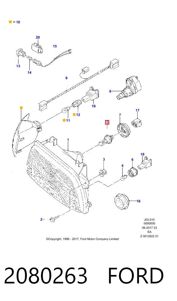 Lámpara halógena 2080263 Ford