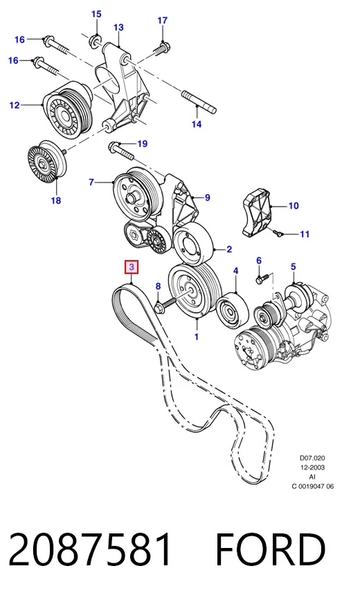 Correa de alternador 2087581 Ford