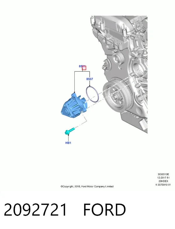 Bomba de agua 2092721 Ford