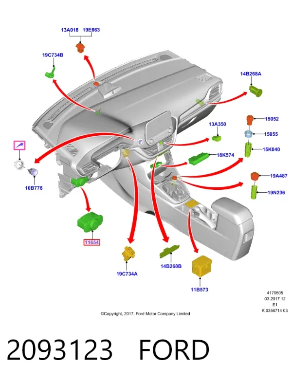 Interruptor de luces en el tablero 2093123 Ford