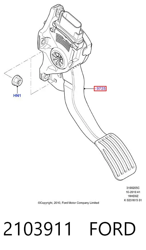 Pedal del acelerador 2103911 Ford
