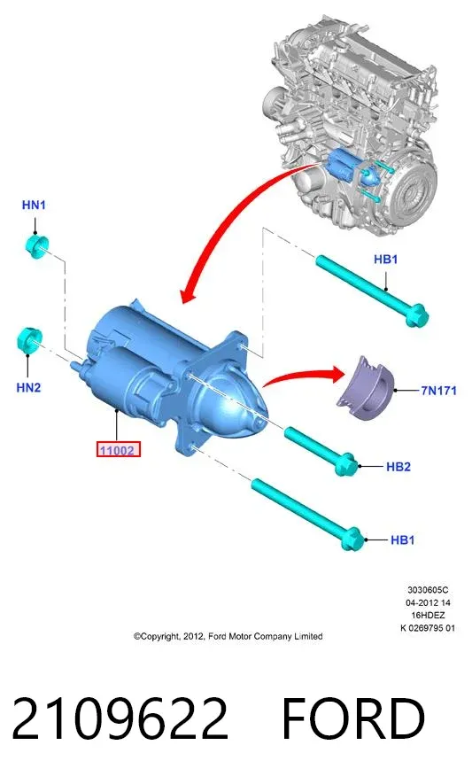 Motor de arranque 2109622 Ford