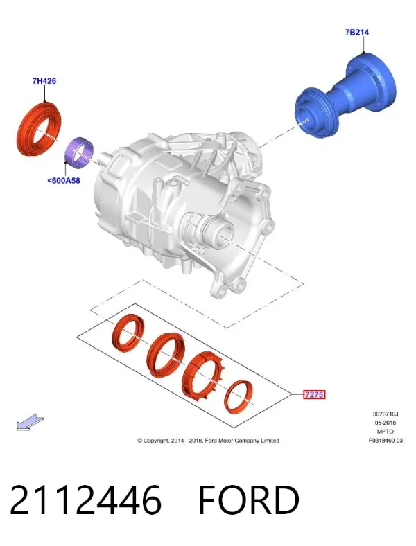 Retén de salida delantero de la caja de transferencia 2112446 Ford
