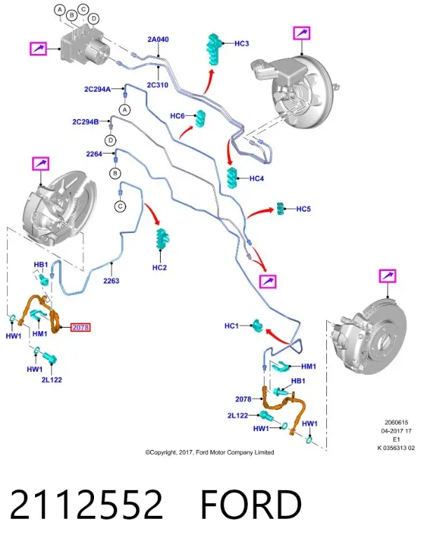Manguera de freno 2112552 Ford