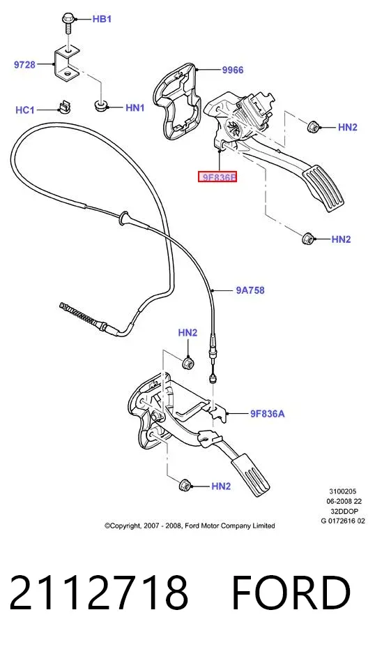 Pedal del acelerador 2112718 Ford