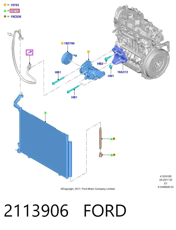 Condensador aire acondicionado 2113906 Ford