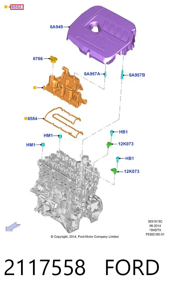 Tapa de balancines 2117558 Ford