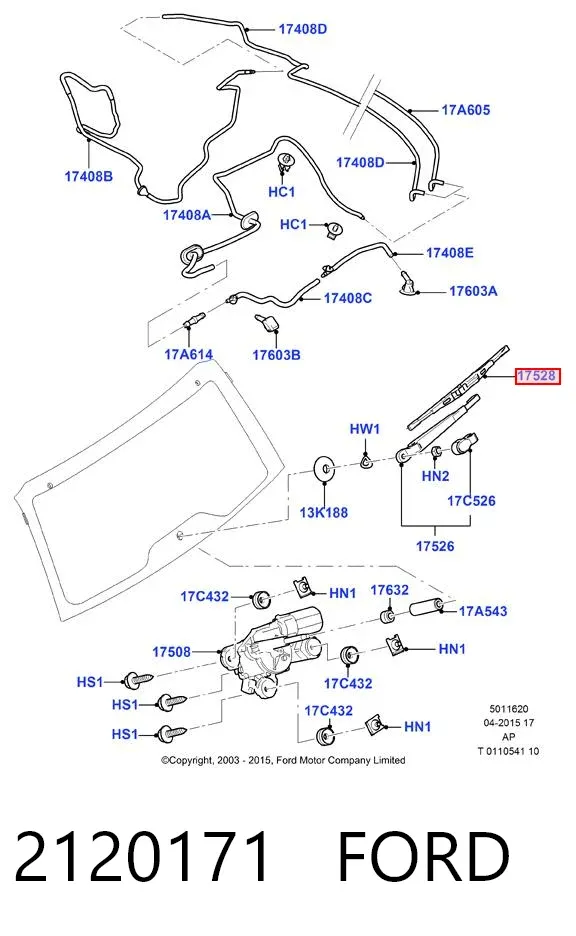 Limpiaparabrisas traseros 2120171 Ford