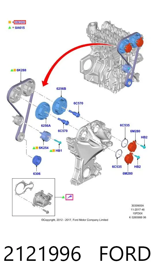 Kit de distribución 2121996 Ford
