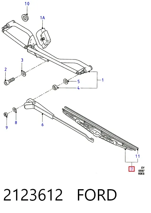 Escobilla del limpiaparabrisas del lado del conductor 2123612 Ford