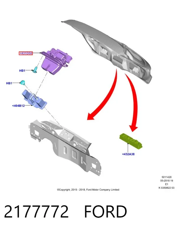 Cerradura de maletero Ford Puma J2K, CF7
