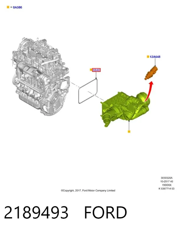 Caja de termostato 2189493 Ford