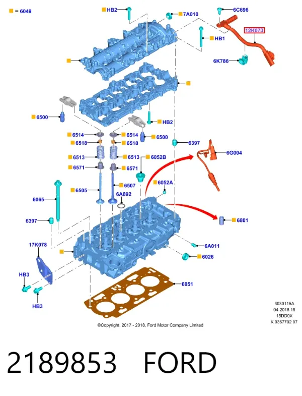 Sensor de árbol de levas 2189853 Ford