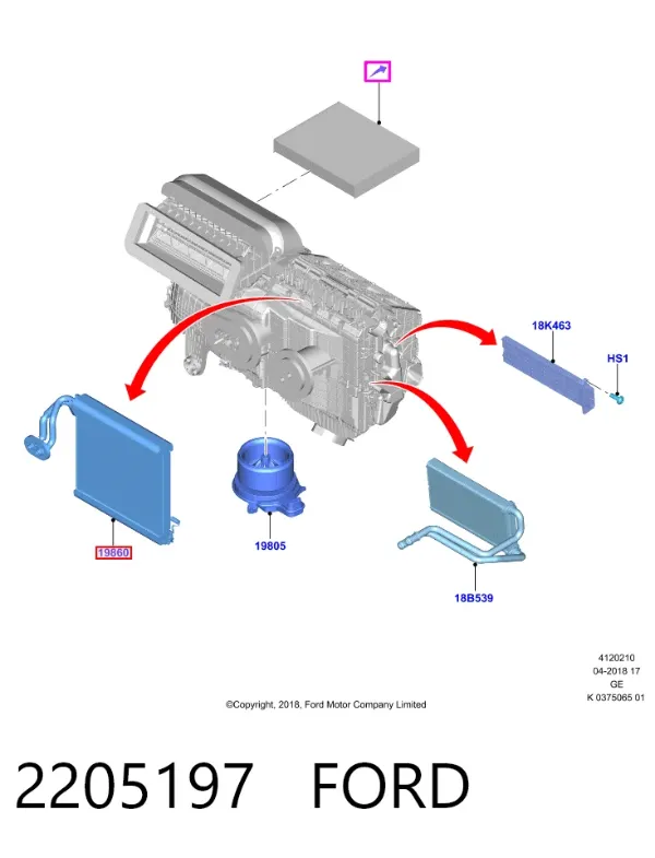 Evaporador de aire acondicionado Ford Kuga III