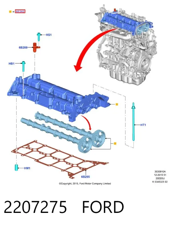 Bancada del árbol de levas 2207275 Ford