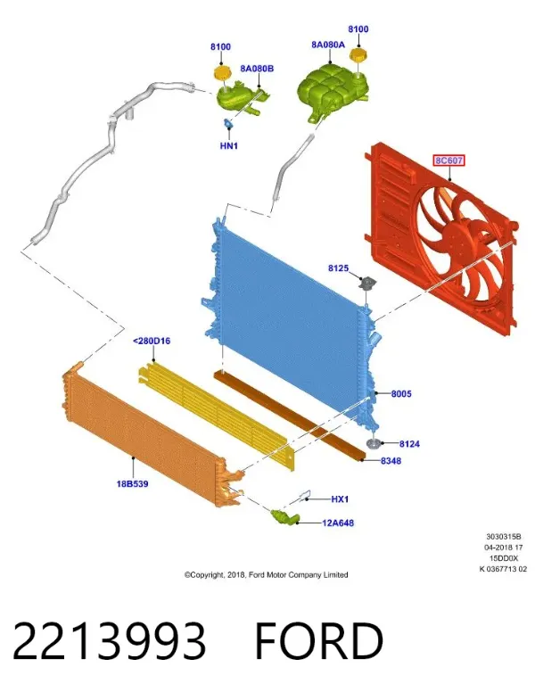 Ventilador de radiador 2213993 Ford