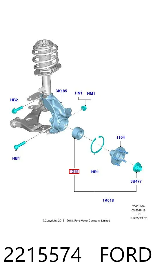 Cojinete de rueda delantero 2215574 Ford