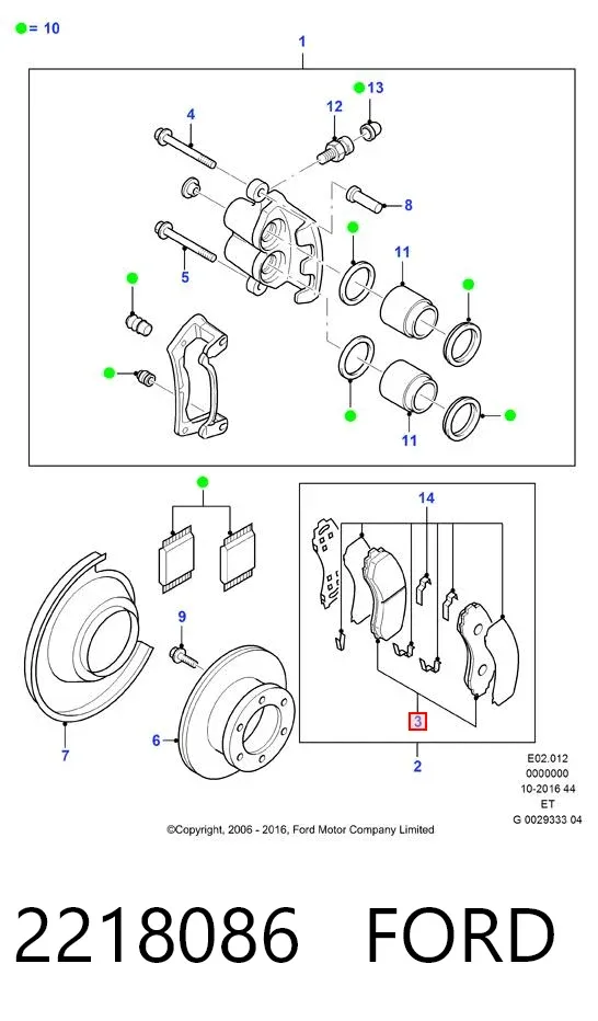 Pastillas de freno 2218086 Ford