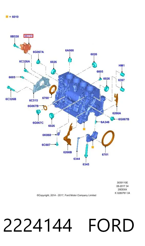 Sensor de cigüeñal 2224144 Ford