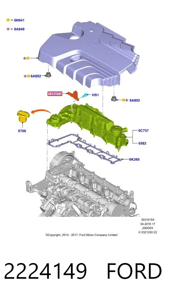 Sensor de árbol de levas 2224149 Ford