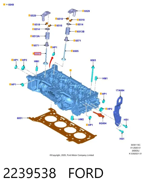 Válvulas de admisión 2239538 Ford