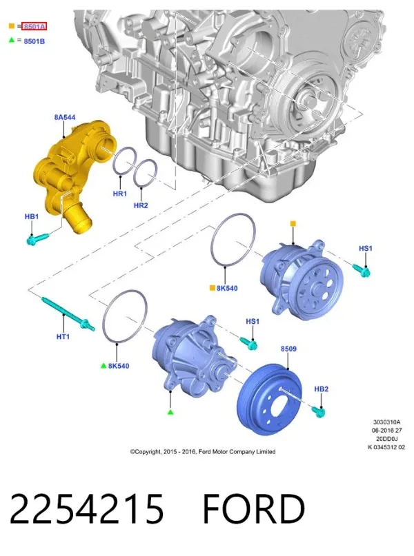 Bomba de agua 2254215 Ford