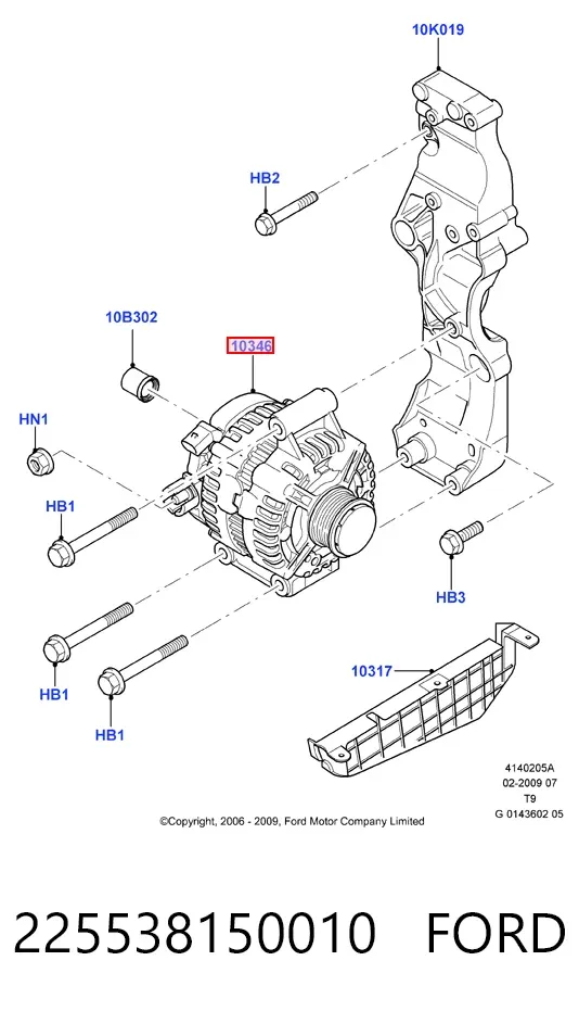 Alternador 225538150010 Ford