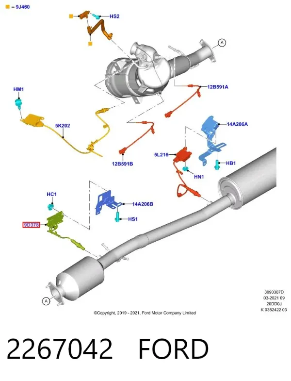 Sensor de óxidos de nitrógeno NOx trasero 2267042 Ford