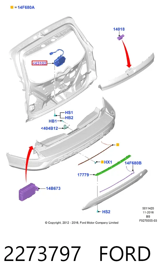 Cerradura de maletero 2273797 Ford