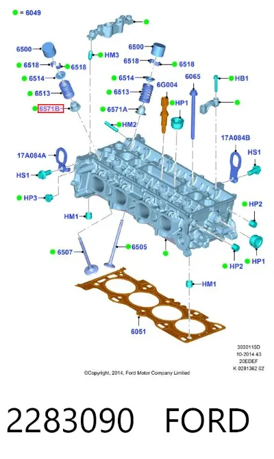 Retén de válvula de admisión FORD 2283090
