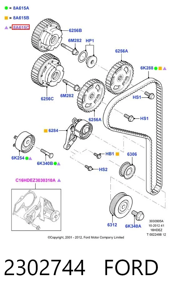 Kit de distribución 2302744 Ford