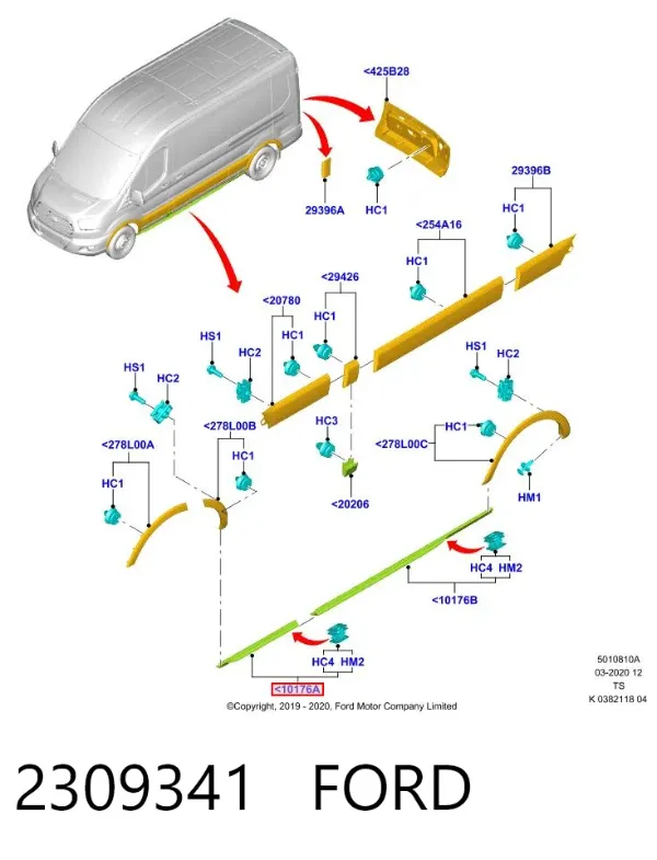 Moldura exterior del umbral delantera izquierda 2309341 Ford