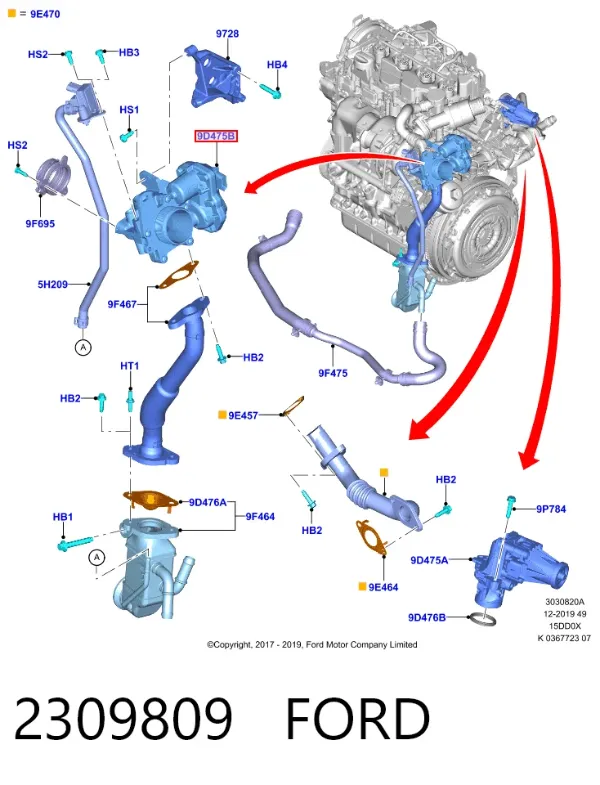 Válvula EGR 2309809 Ford