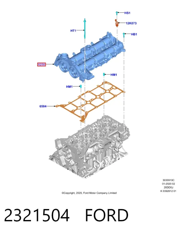 Bancada del árbol de levas 2321504 Ford