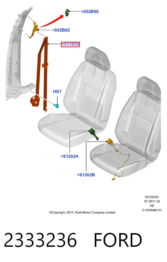 Cinturón de seguridad delantero 2333236 Ford