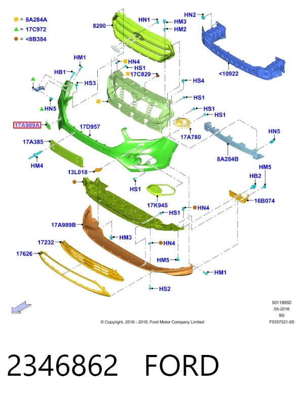 Tapa del enganche de remolcado delantera 2346862 Ford