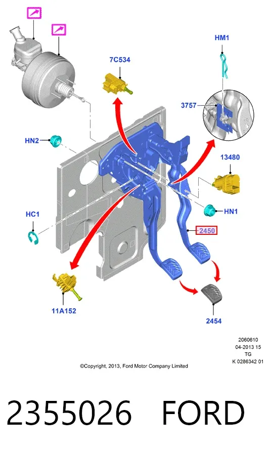 Soporte de pedales 2355026 Ford